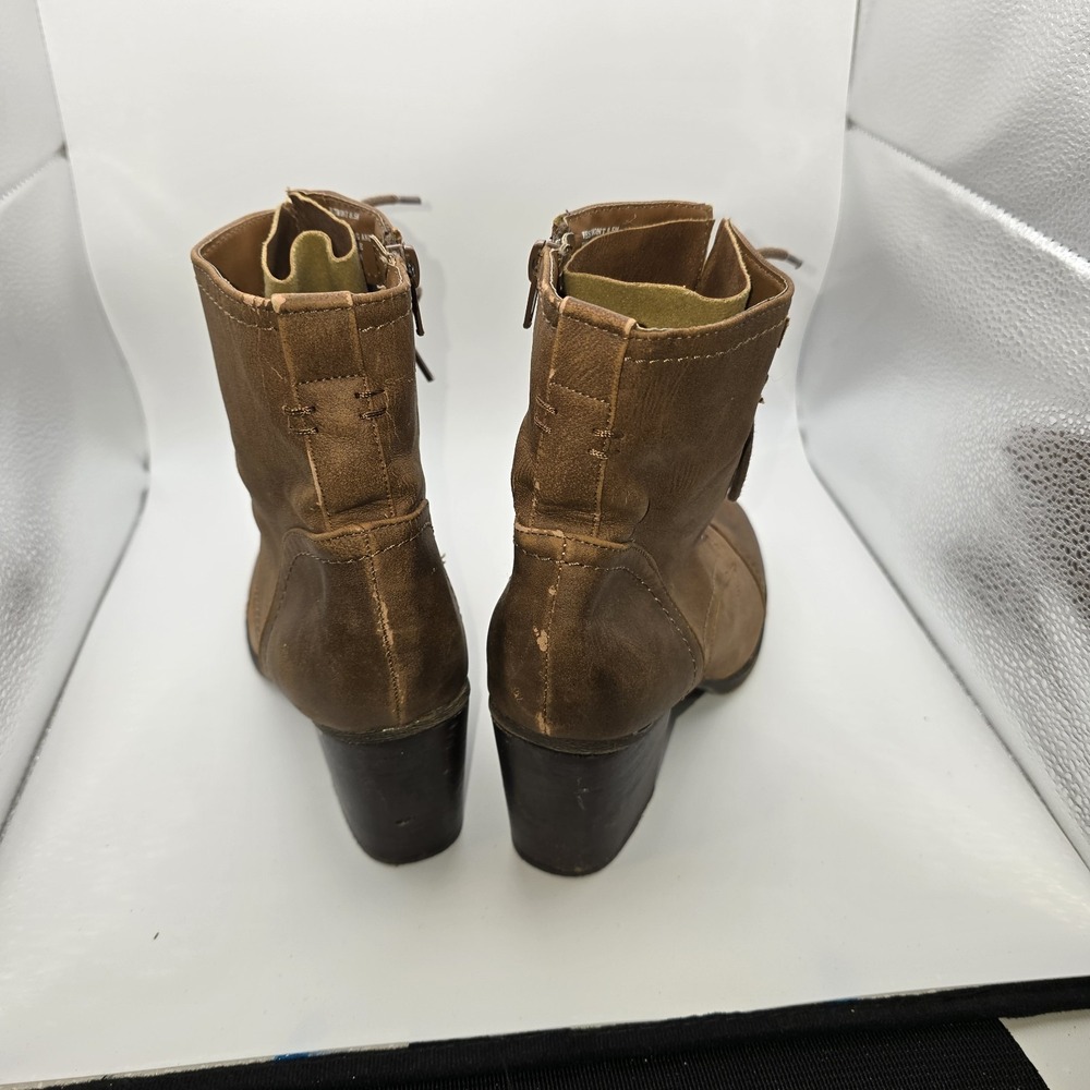 Madden Girl Combat Army Boots Womens 8.5M Westmont Brown Lace Up Heels Side Zip - Picture 4 of 7